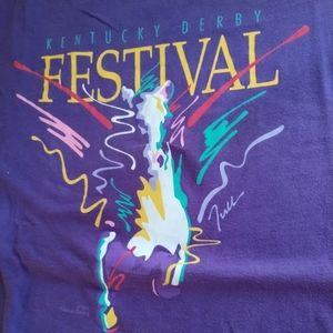 Vintage Kentucky Derby T-shirt tee purple teal 90s horse race
